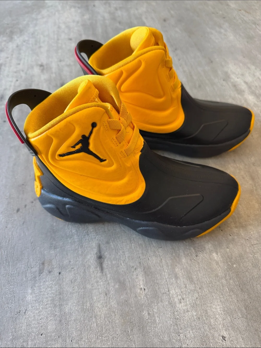 Jordan Drip 23 High-Top Kids Yellow Black Dual Rain Boots/Athletic Shoes